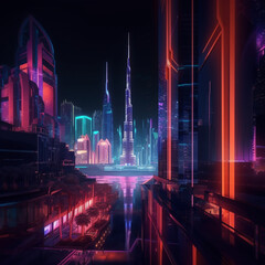 Concept of dystopic Burj Khalifa in the year of 2250, AI generated