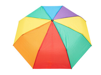 Rainbow colors umbrella isolated on transparent background, PNG, Weather protection, pride concept.  