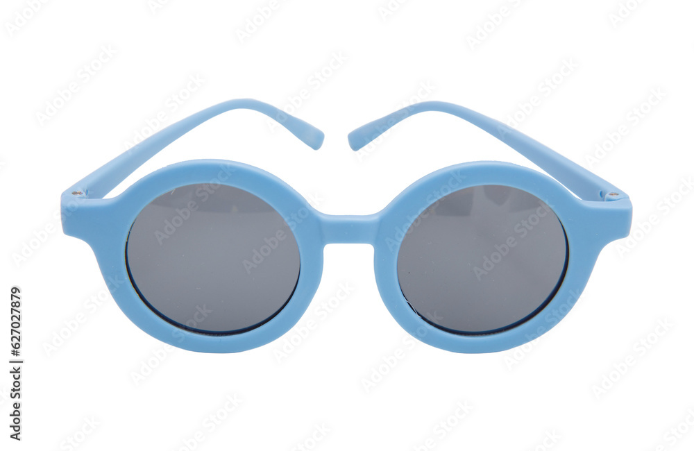 Wall mural Sunglasses isolated on transparent background, children pastel blue round frame eyeglasses, PNG,	