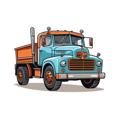 Rustic Beauty, Vintage Pickup Truck adorned in Dark Cyan and Light Bronze. Vector Illustration