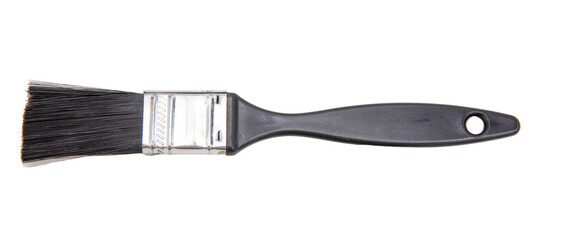 Paint brush new clean with black wooden handle isolated on transparent background. PNG	