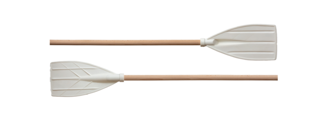 Oars set isolated on transparent background, PNG. Two Boat canoe paddles with wooden handle 