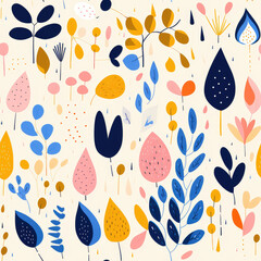 Floral abstract retro pop art boho repeat pattern
