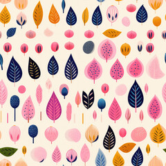 Floral abstract retro pop art boho repeat pattern
