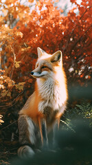 Naklejka premium Forest Fox, Animal Photography, Nature Photography,red fox in the woods,red fox in the forest,red fox cub