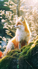 Naklejka na ściany i meble Forest Fox, Animal Photography, Nature Photography,red fox in the woods,red fox in the forest,red fox cub