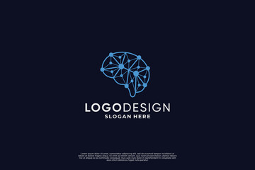 Brain technology logo design, brain connect, brain digital logo concept.
