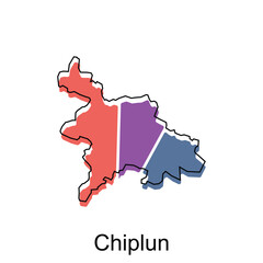 map of Chiplun vector design template, national borders and important cities illustration