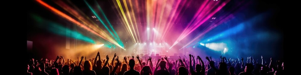 Live Music Gig in Panoramic View: Capturing the Excitement of Festival Celebration.
