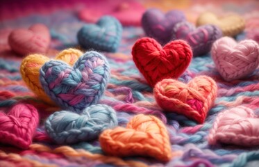 Hearts Made Of Wool With Colorful Pastel Background