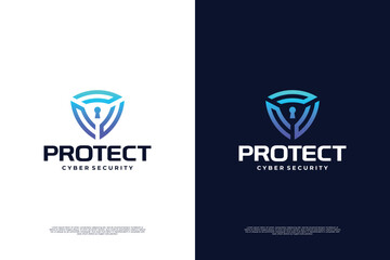 Digital shield Data and network protection logo design.