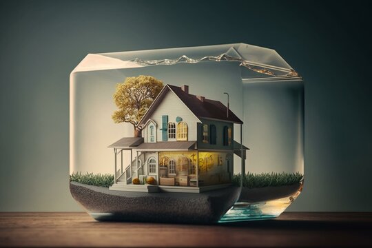 Image of mortgage concept with a transparent background representing home ownership and debt. Generative AI