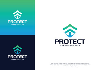 Digital shield logo design. Data and network protection. Internet safety logo.