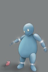 blue robot toy and mouse