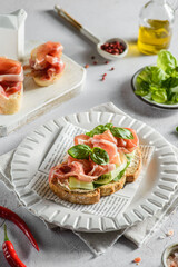 bruschetta with jamon and cheese