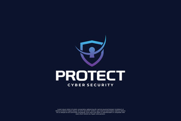 Digital shield Data and network protection logo design.