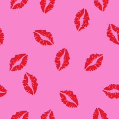 Simple seamless pattern with lips prints. Illustration for beauty salon, cosmetics. - 627034623