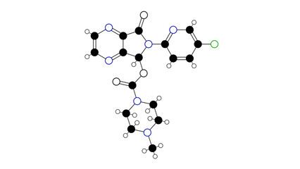 zopiclone molecule, structural chemical formula, ball-and-stick model, isolated image cyclopyrrolone