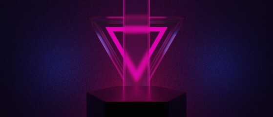 3d illustration rendering of technology futuristic cyberpunk display, gaming scifi stage pedestal...