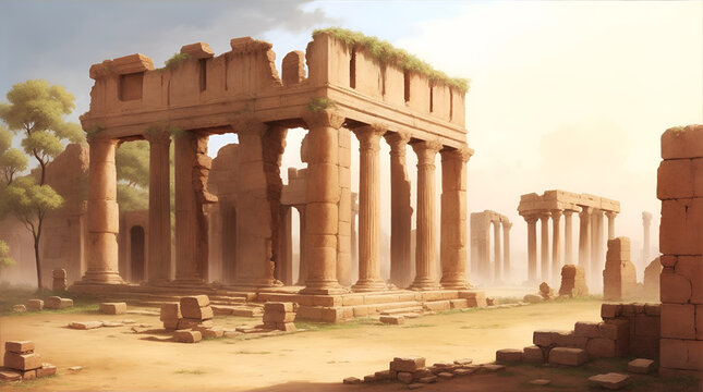 Ruins of an ancient Greek temple, AI generation