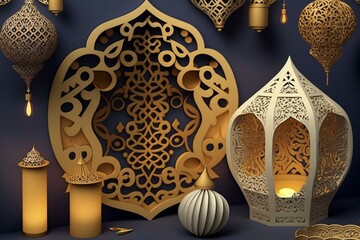 Ramadan decor on sale in intricate 3D design. Generative AI