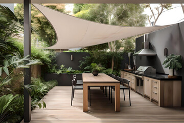 Fototapeta premium Shade Cover Sails are the game-changer here. They are essentially large pieces of durable fabric stretched and anchored in a way that they create shaded spaces underneath.