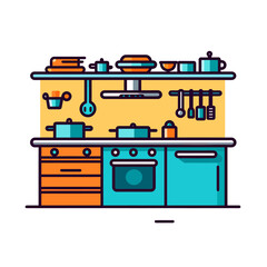 VECTOR ICON OF A KITCHEN FLAT DESIGN