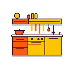 VECTOR ICON OF A KITCHEN FLAT DESIGN