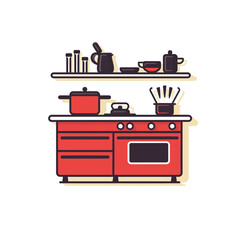 VECTOR ICON OF A KITCHEN FLAT DESIGN