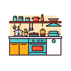 VECTOR ICON OF A KITCHEN FLAT DESIGN