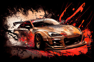 A Japanese car takes part in a street rally, capturing the essence of JDM culture with its sporty presence amidst the city's bustling streets, enhanced by the Motion Blur effect