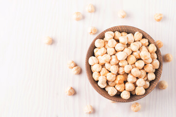 Organic hazelnuts in a bowl. 