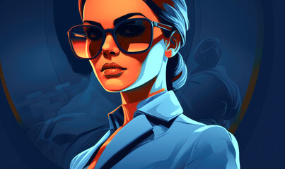 Spy woman. Illegal Mafia and woman as killer concept