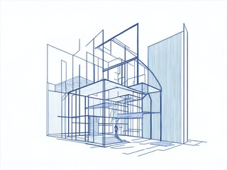 Abstract virtual mesh blueprint drawing. AI generated illustration