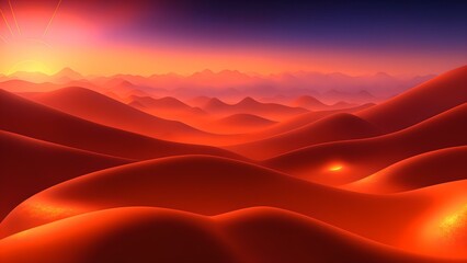Photo of a vibrant and abstract sunset painting in a desert landscape