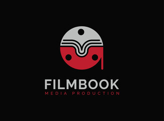 Introducing our exclusive "Film Book Media Production Logo Design" - a seamless and versatile logo that is the epitome of creativity and ingenuity. Films books minimal trendy flat logos