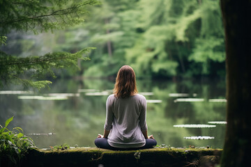 A person practicing mindfulness meditation in a serene natural setting.
