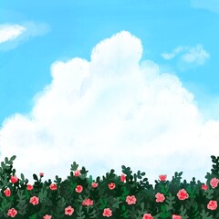 Fototapeta premium Beautiful flowers with blue sky 