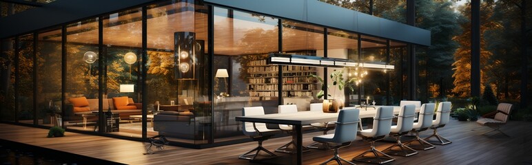 Office room interiors, generative ai