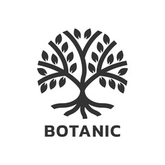Tree logo or icon. Modern eco, organic symbol. Abstract nature, plant, tree leaf emblem design. Vector illustration.