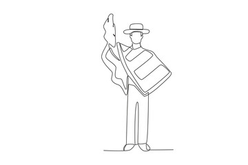 A man celebrates the day of the Fiestas Patrias of Chile. Fiestas patrias chile