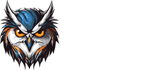 Owl Mascot Vector Illustration, Modern Owl Logo design concept, Angry owl face logo isolated on white background, Angry E sports Club emblem