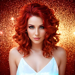 Woman with curly haircut frontal view