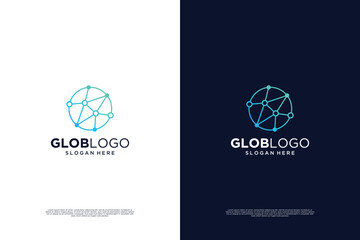 Digital world logo design. Global network connection logo concept.