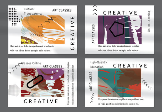 Flyer Layout with Black Shapes and Abstract Bright Rectangle on White