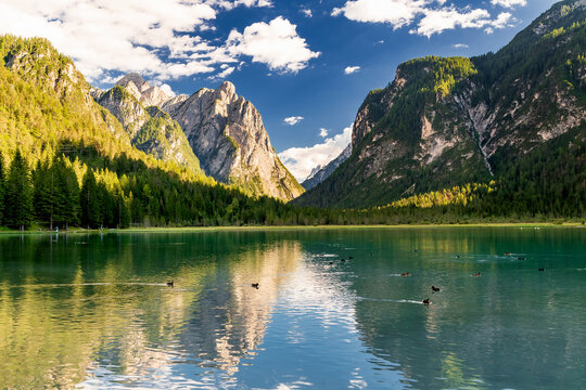 Abend am Toblacher See in S&uuml;dtirol, Italien