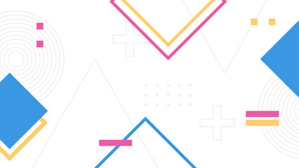 Creative vector frame background with 3d isometric geometric shapes. Vector illustration. Memphis style banner design