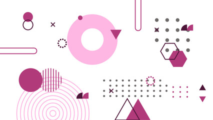 Creative vector frame background with 3d isometric geometric shapes. Vector illustration. Memphis style banner design