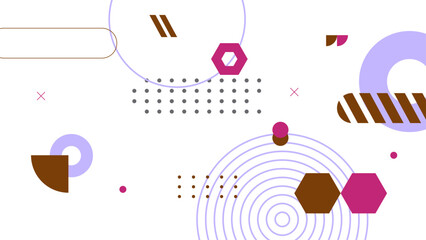 Creative vector frame background with 3d isometric geometric shapes. Vector illustration. Memphis style banner design