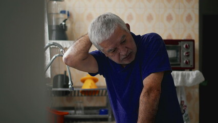 Depressed anxious senior man struggles with old age at home, dramatic scene of an elderly person in distress and despair, person suffering from bad health
